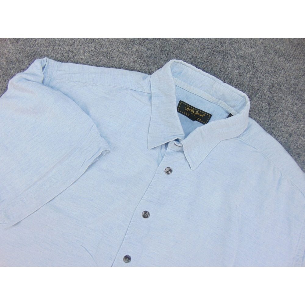 Bobby‎ Jones Shirt Mens XL Collection Blue Solid Linen Blend Coastal Summer